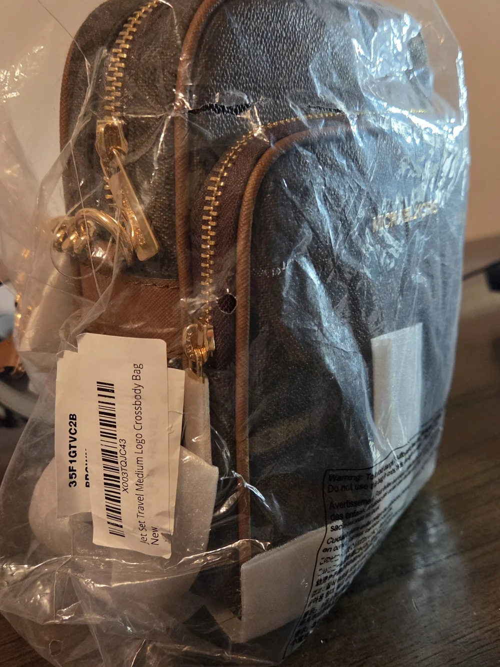 NWT Michael Kors Brown Jet Set Crossbody